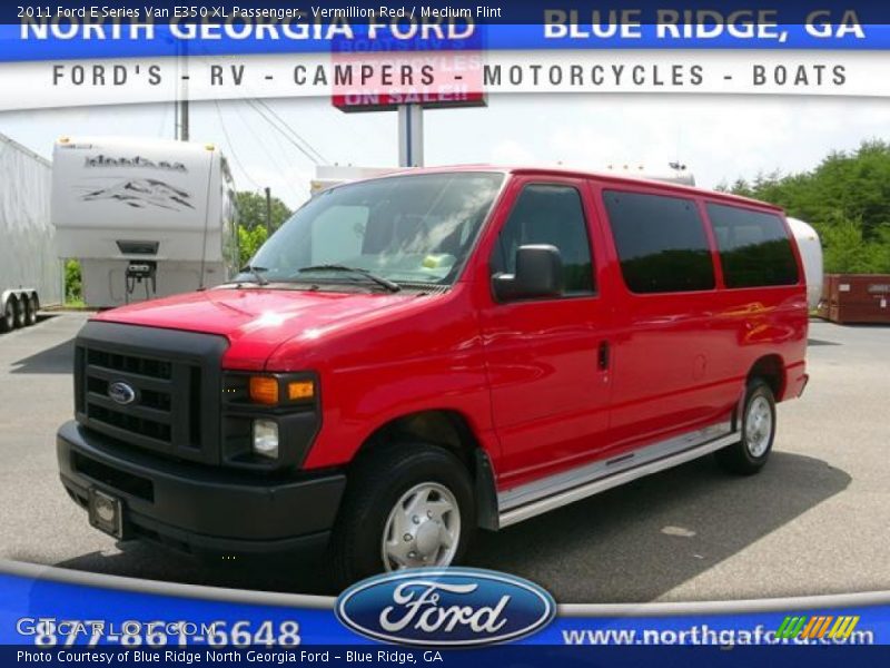 Vermillion Red / Medium Flint 2011 Ford E Series Van E350 XL Passenger