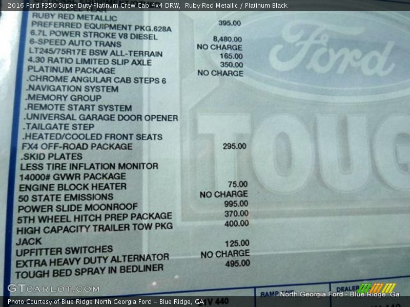 Ruby Red Metallic / Platinum Black 2016 Ford F350 Super Duty Platinum Crew Cab 4x4 DRW