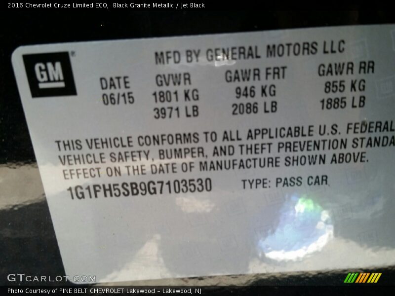 Black Granite Metallic / Jet Black 2016 Chevrolet Cruze Limited ECO