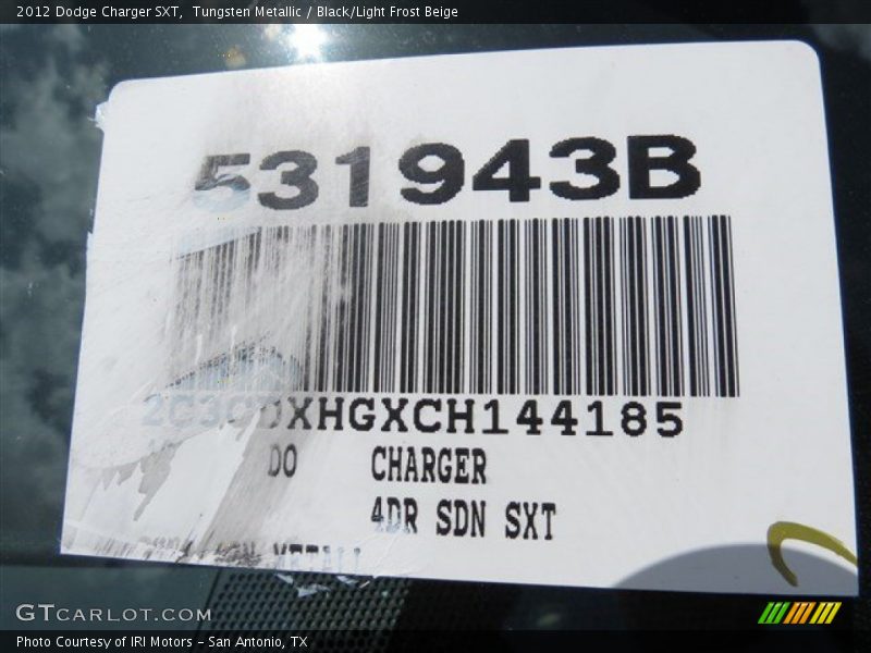Tungsten Metallic / Black/Light Frost Beige 2012 Dodge Charger SXT