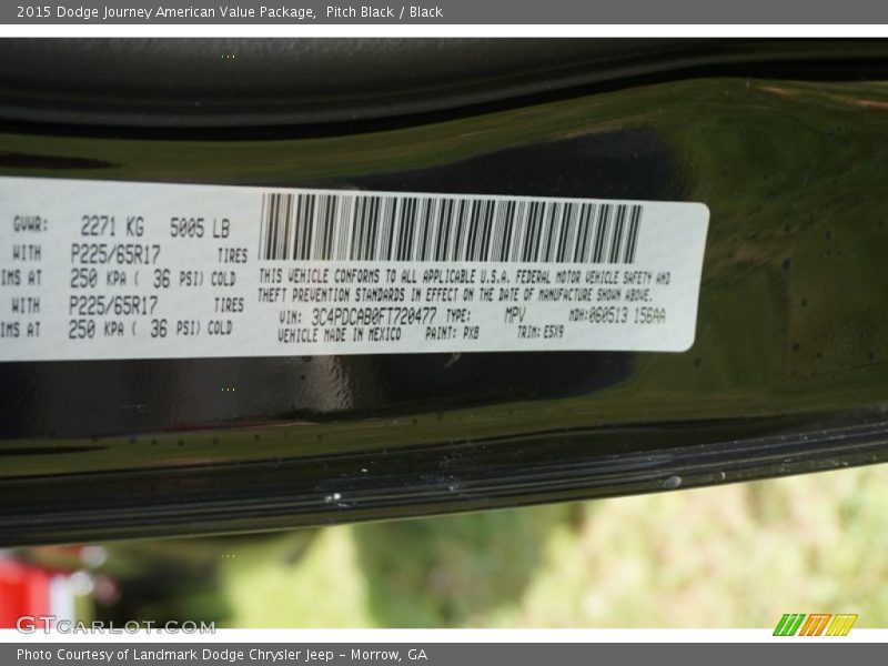 Pitch Black / Black 2015 Dodge Journey American Value Package