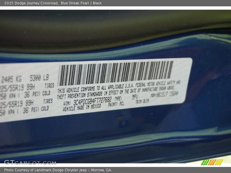 Blue Streak Pearl / Black 2015 Dodge Journey Crossroad