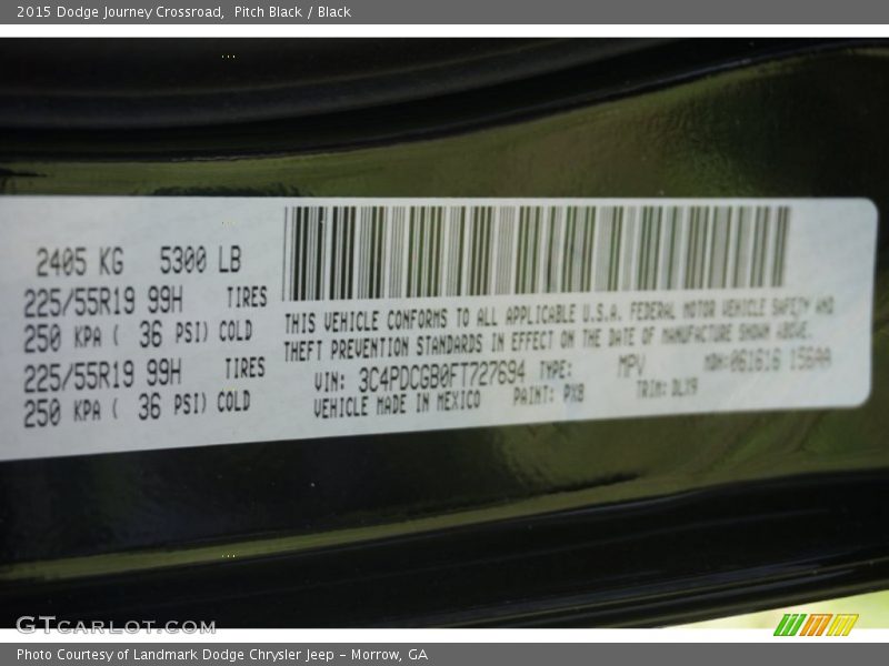 Pitch Black / Black 2015 Dodge Journey Crossroad