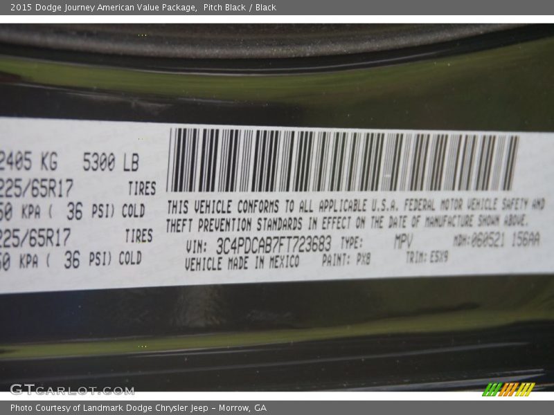 Pitch Black / Black 2015 Dodge Journey American Value Package