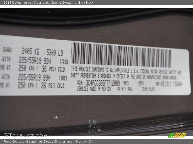 Granite Crystal Metallic / Black 2015 Dodge Journey Crossroad