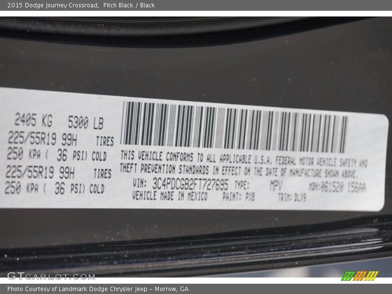Pitch Black / Black 2015 Dodge Journey Crossroad