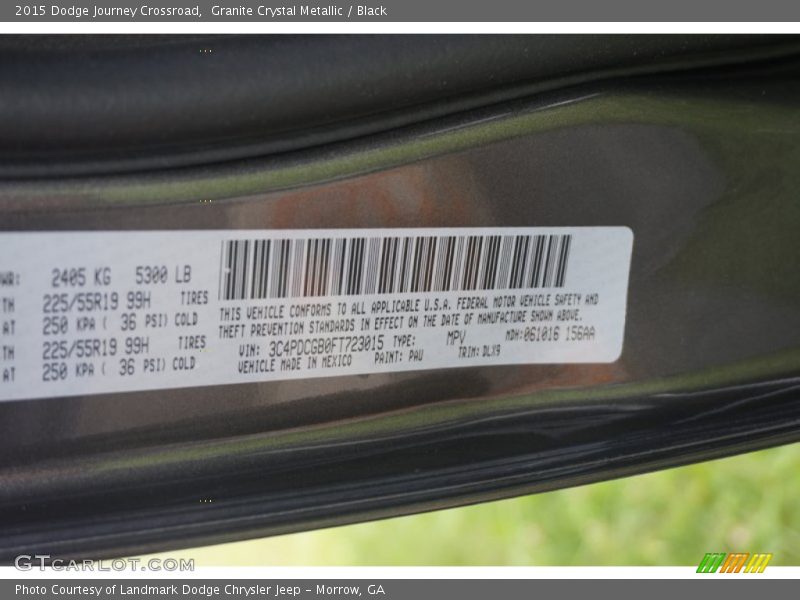 Granite Crystal Metallic / Black 2015 Dodge Journey Crossroad