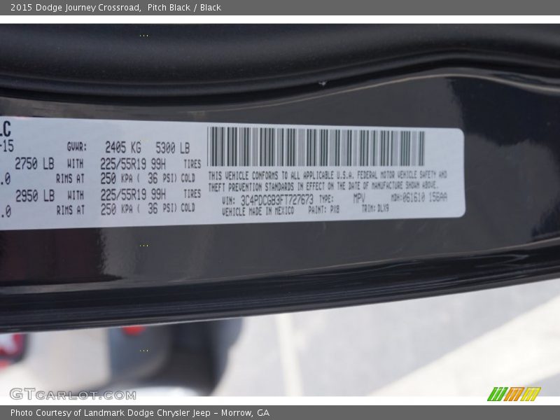 Pitch Black / Black 2015 Dodge Journey Crossroad