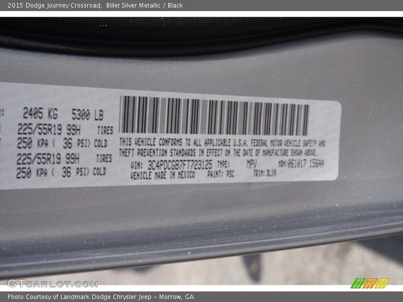 Billet Silver Metallic / Black 2015 Dodge Journey Crossroad