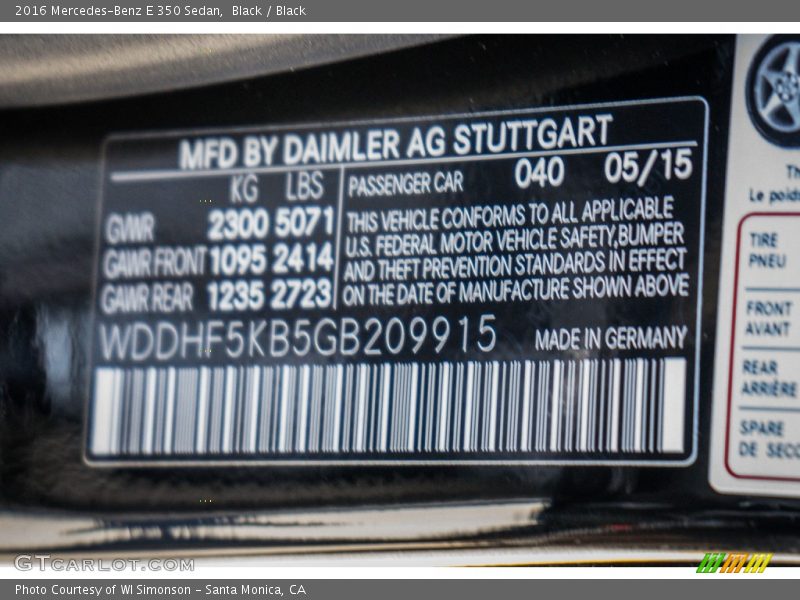 Black / Black 2016 Mercedes-Benz E 350 Sedan