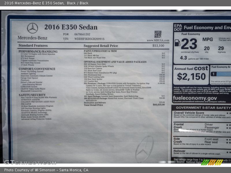 Black / Black 2016 Mercedes-Benz E 350 Sedan