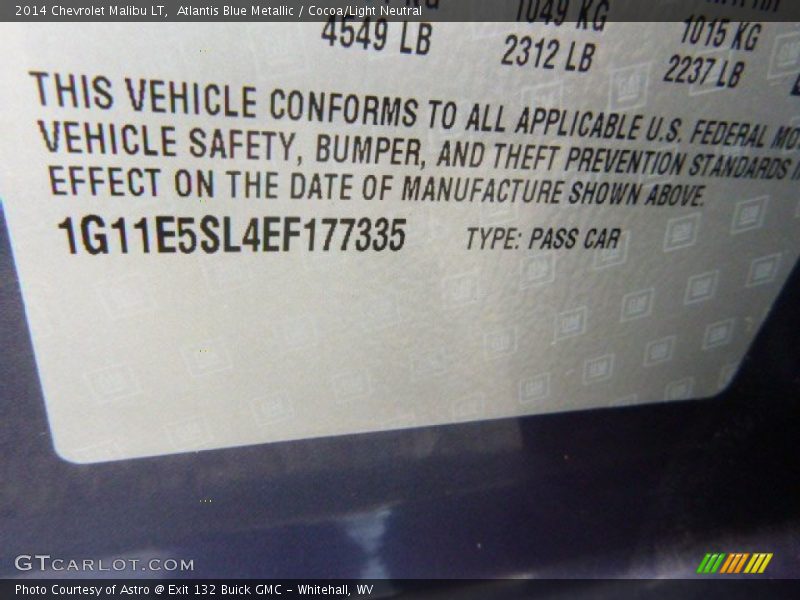 Atlantis Blue Metallic / Cocoa/Light Neutral 2014 Chevrolet Malibu LT