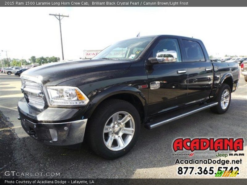 Brilliant Black Crystal Pearl / Canyon Brown/Light Frost 2015 Ram 1500 Laramie Long Horn Crew Cab