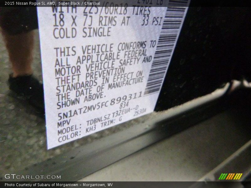 Super Black / Charcoal 2015 Nissan Rogue SL AWD