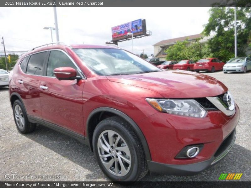 Cayenne Red / Charcoal 2015 Nissan Rogue SL AWD