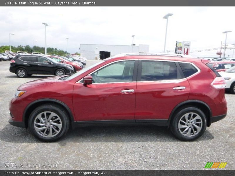 Cayenne Red / Charcoal 2015 Nissan Rogue SL AWD