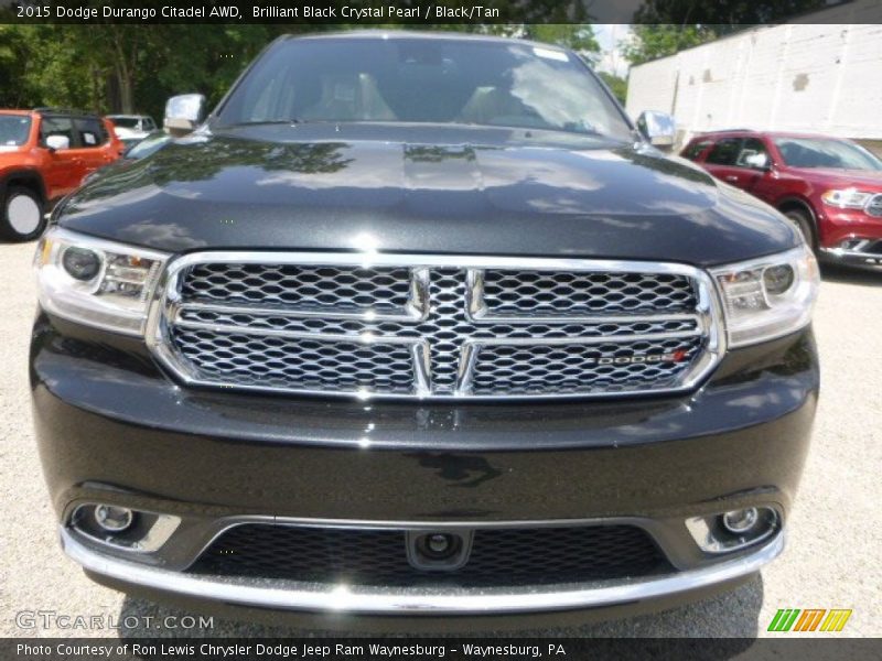 Brilliant Black Crystal Pearl / Black/Tan 2015 Dodge Durango Citadel AWD