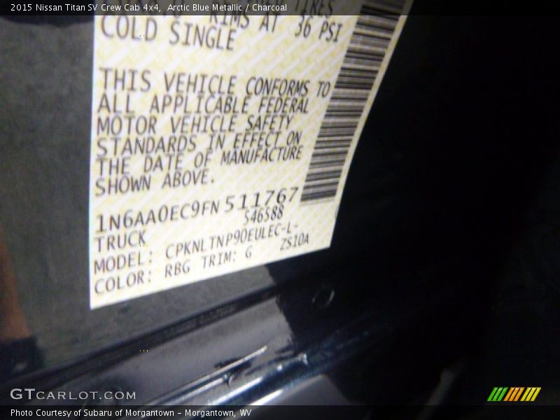 Arctic Blue Metallic / Charcoal 2015 Nissan Titan SV Crew Cab 4x4