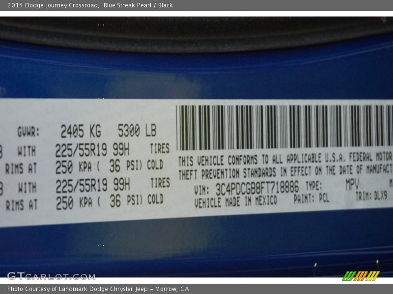 Blue Streak Pearl / Black 2015 Dodge Journey Crossroad