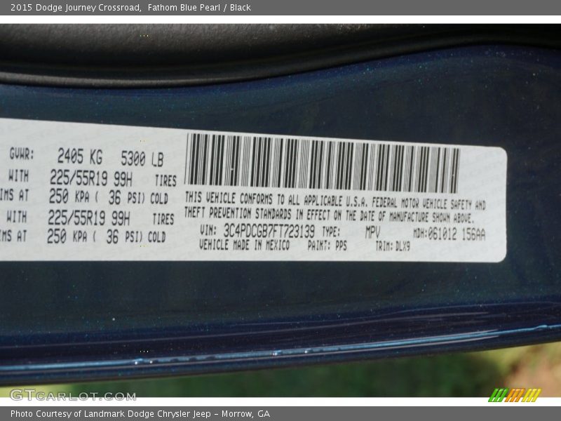 Fathom Blue Pearl / Black 2015 Dodge Journey Crossroad