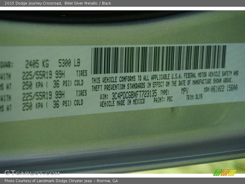 Billet Silver Metallic / Black 2015 Dodge Journey Crossroad