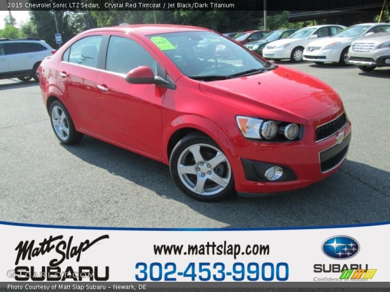 Crystal Red Tintcoat / Jet Black/Dark Titanium 2015 Chevrolet Sonic LTZ Sedan