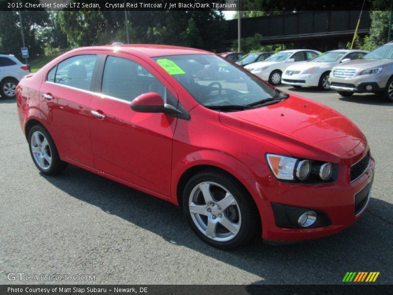 Crystal Red Tintcoat / Jet Black/Dark Titanium 2015 Chevrolet Sonic LTZ Sedan