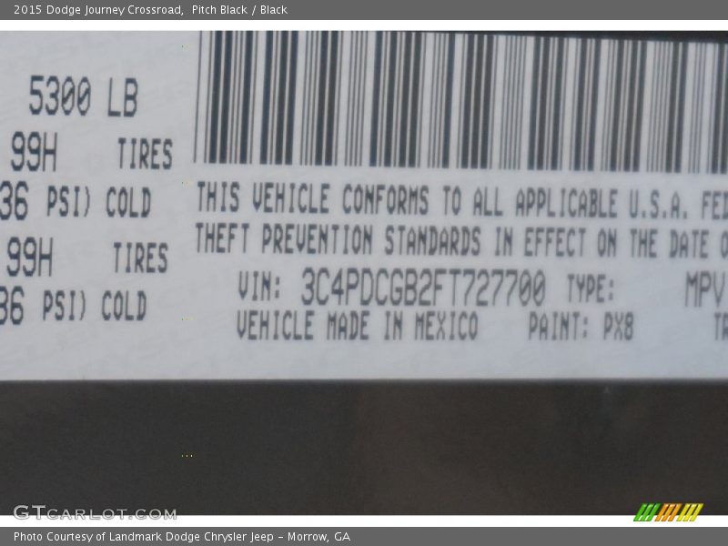 Pitch Black / Black 2015 Dodge Journey Crossroad