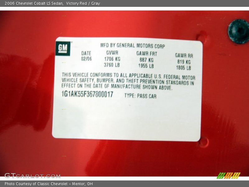 Victory Red / Gray 2006 Chevrolet Cobalt LS Sedan