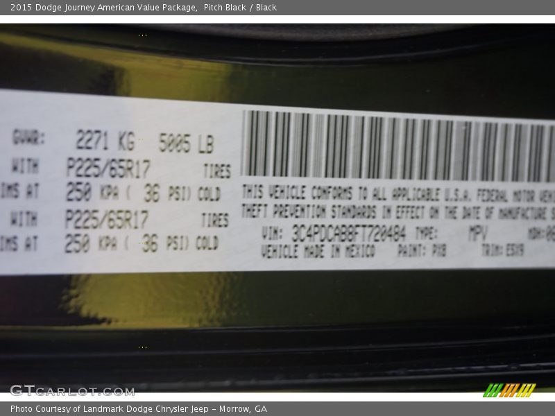 Pitch Black / Black 2015 Dodge Journey American Value Package
