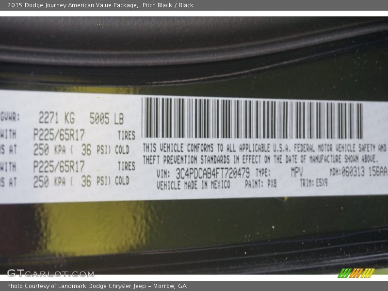 Pitch Black / Black 2015 Dodge Journey American Value Package