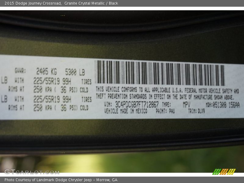 Granite Crystal Metallic / Black 2015 Dodge Journey Crossroad