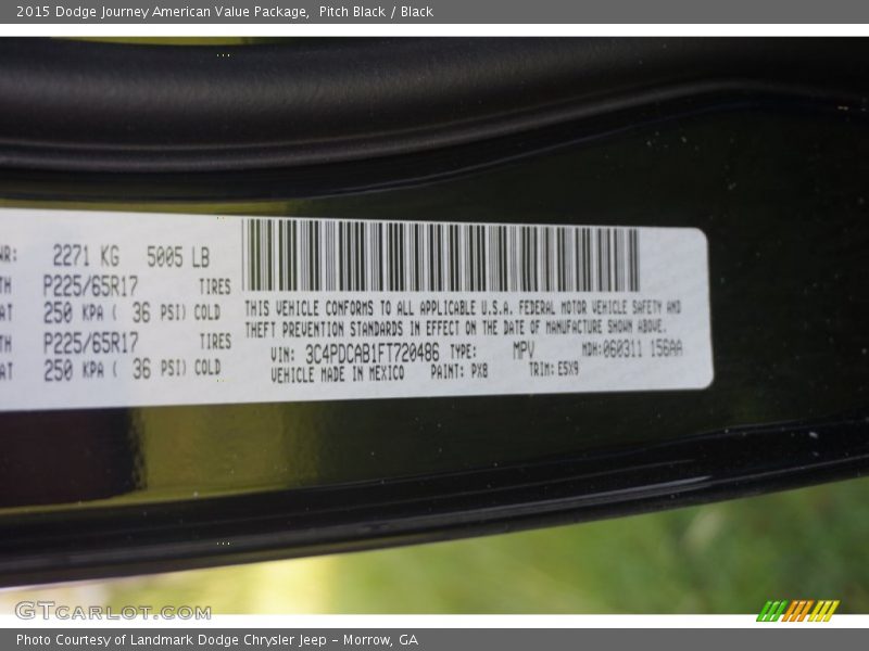 Pitch Black / Black 2015 Dodge Journey American Value Package