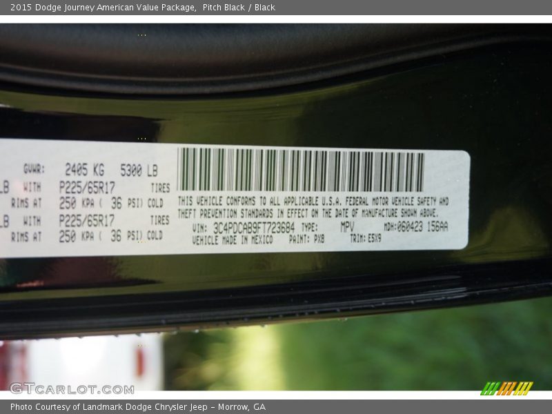 Pitch Black / Black 2015 Dodge Journey American Value Package