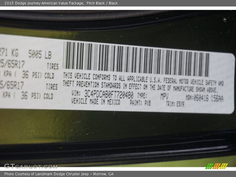 Pitch Black / Black 2015 Dodge Journey American Value Package