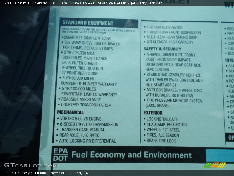 Silver Ice Metallic / Jet Black/Dark Ash 2015 Chevrolet Silverado 2500HD WT Crew Cab 4x4