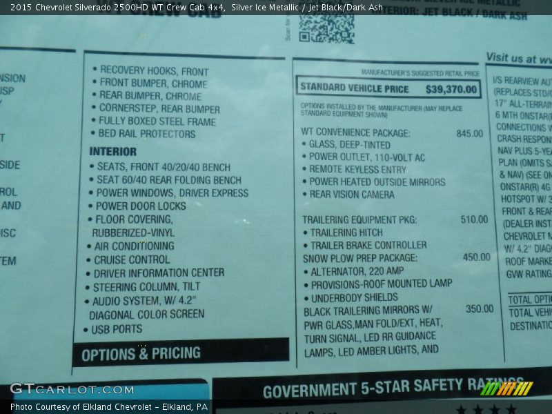 Silver Ice Metallic / Jet Black/Dark Ash 2015 Chevrolet Silverado 2500HD WT Crew Cab 4x4