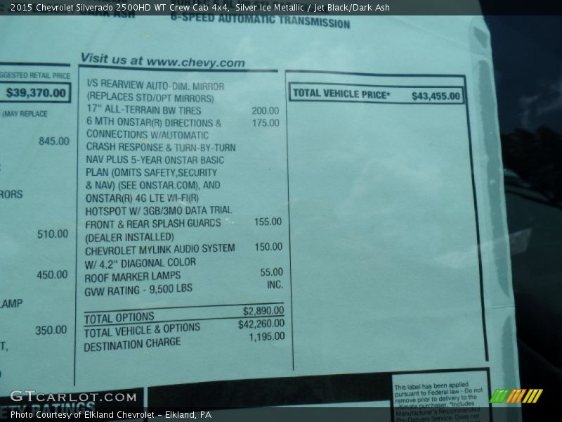 Silver Ice Metallic / Jet Black/Dark Ash 2015 Chevrolet Silverado 2500HD WT Crew Cab 4x4