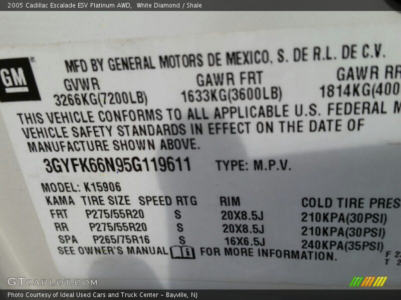White Diamond / Shale 2005 Cadillac Escalade ESV Platinum AWD