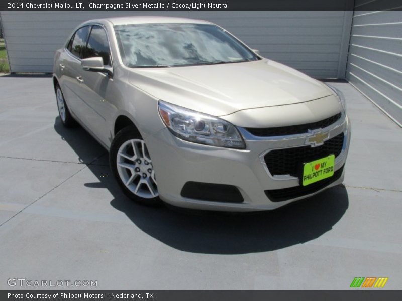 Champagne Silver Metallic / Cocoa/Light Neutral 2014 Chevrolet Malibu LT