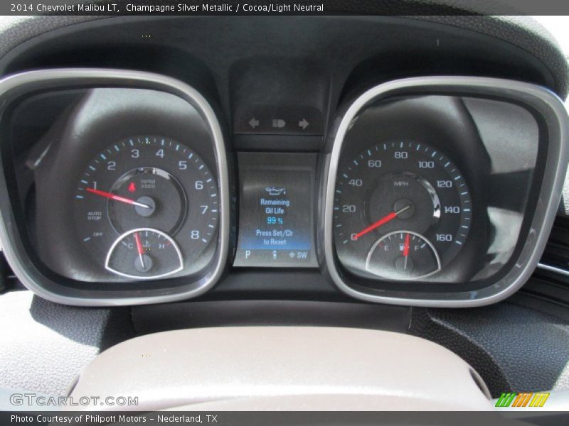Champagne Silver Metallic / Cocoa/Light Neutral 2014 Chevrolet Malibu LT
