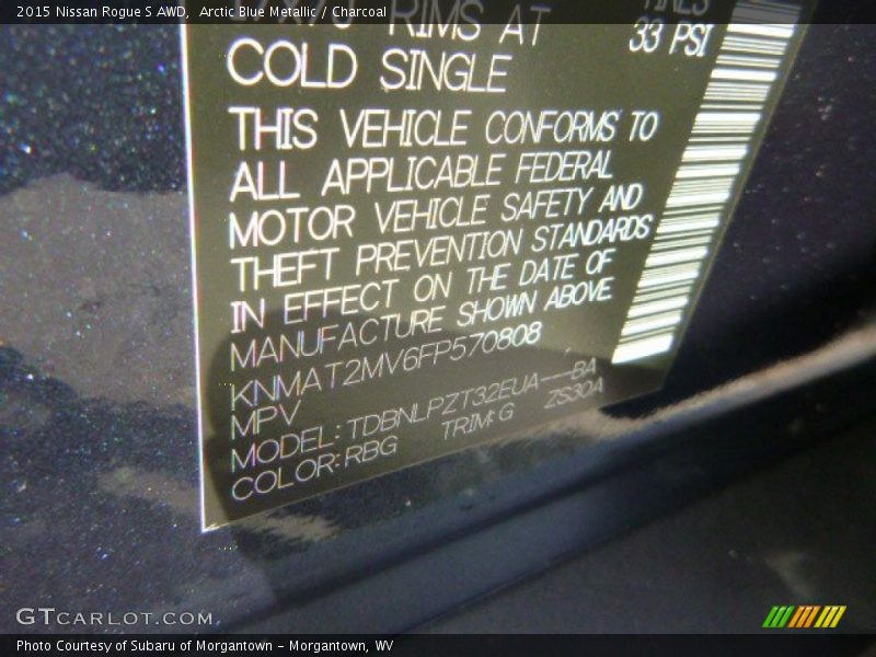 Arctic Blue Metallic / Charcoal 2015 Nissan Rogue S AWD