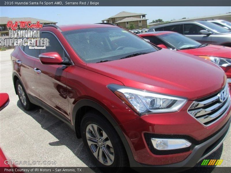 Serrano Red / Beige 2016 Hyundai Santa Fe Sport AWD