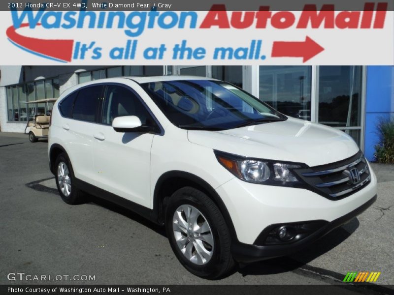 White Diamond Pearl / Gray 2012 Honda CR-V EX 4WD