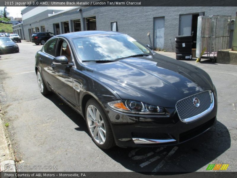Ultimate Black Metallic / London Tan/Warm Charcoal 2015 Jaguar XF 3.0 AWD