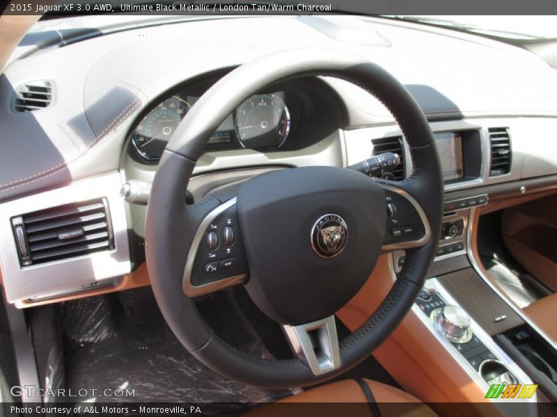 Ultimate Black Metallic / London Tan/Warm Charcoal 2015 Jaguar XF 3.0 AWD