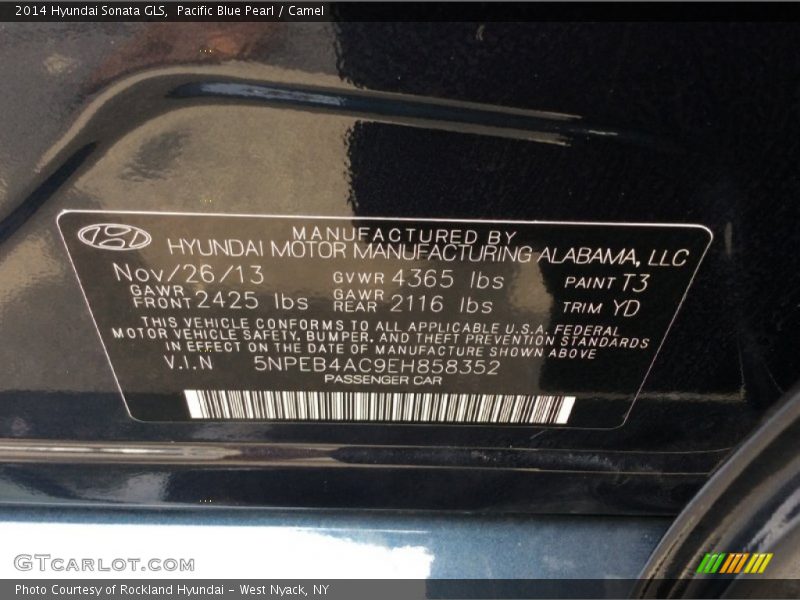 Pacific Blue Pearl / Camel 2014 Hyundai Sonata GLS