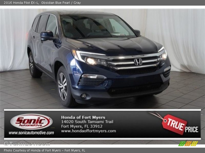 Obsidian Blue Pearl / Gray 2016 Honda Pilot EX-L