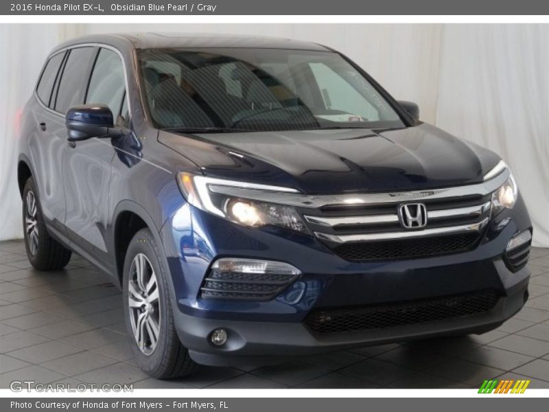 Obsidian Blue Pearl / Gray 2016 Honda Pilot EX-L