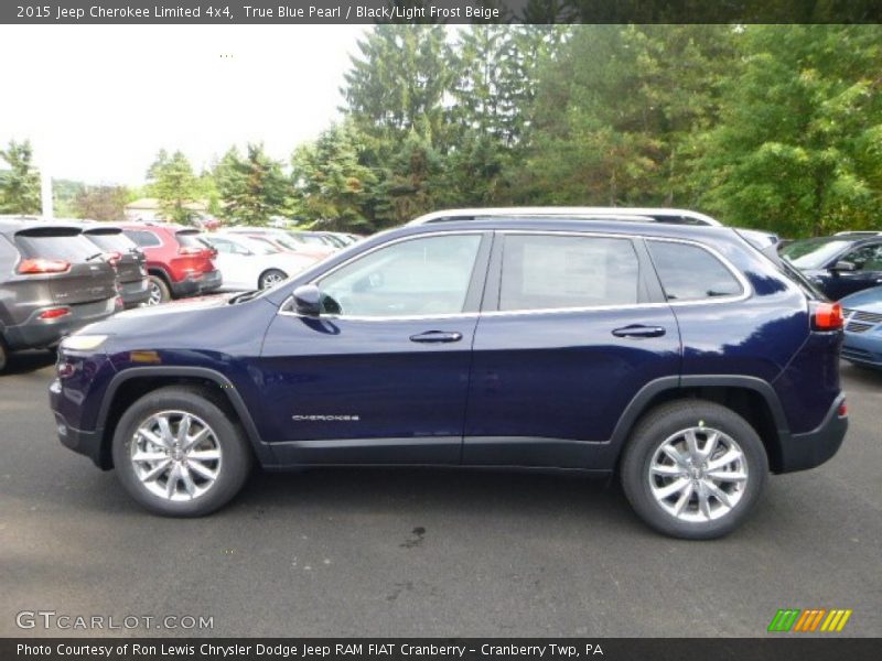 True Blue Pearl / Black/Light Frost Beige 2015 Jeep Cherokee Limited 4x4
